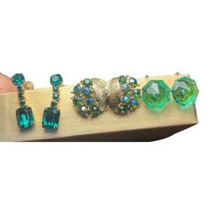 Set of 3 Vintage Earrings in Green